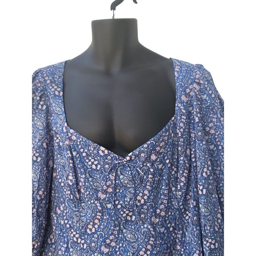 J. Crew Navy Blue Paisley Mini Dress with Pink Detail - Picture 2 of 12